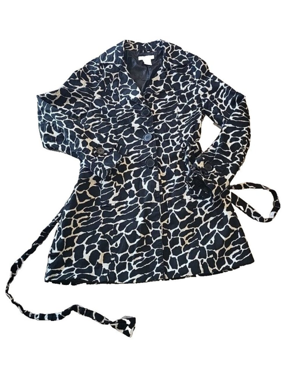 Luii Animal Print Jacket Small Tie Front Safari Chic Peplum Lightweight Coat - Picture 3 of 16